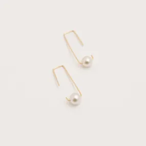 14K Gold Minimalist Pearl Drop Earrings