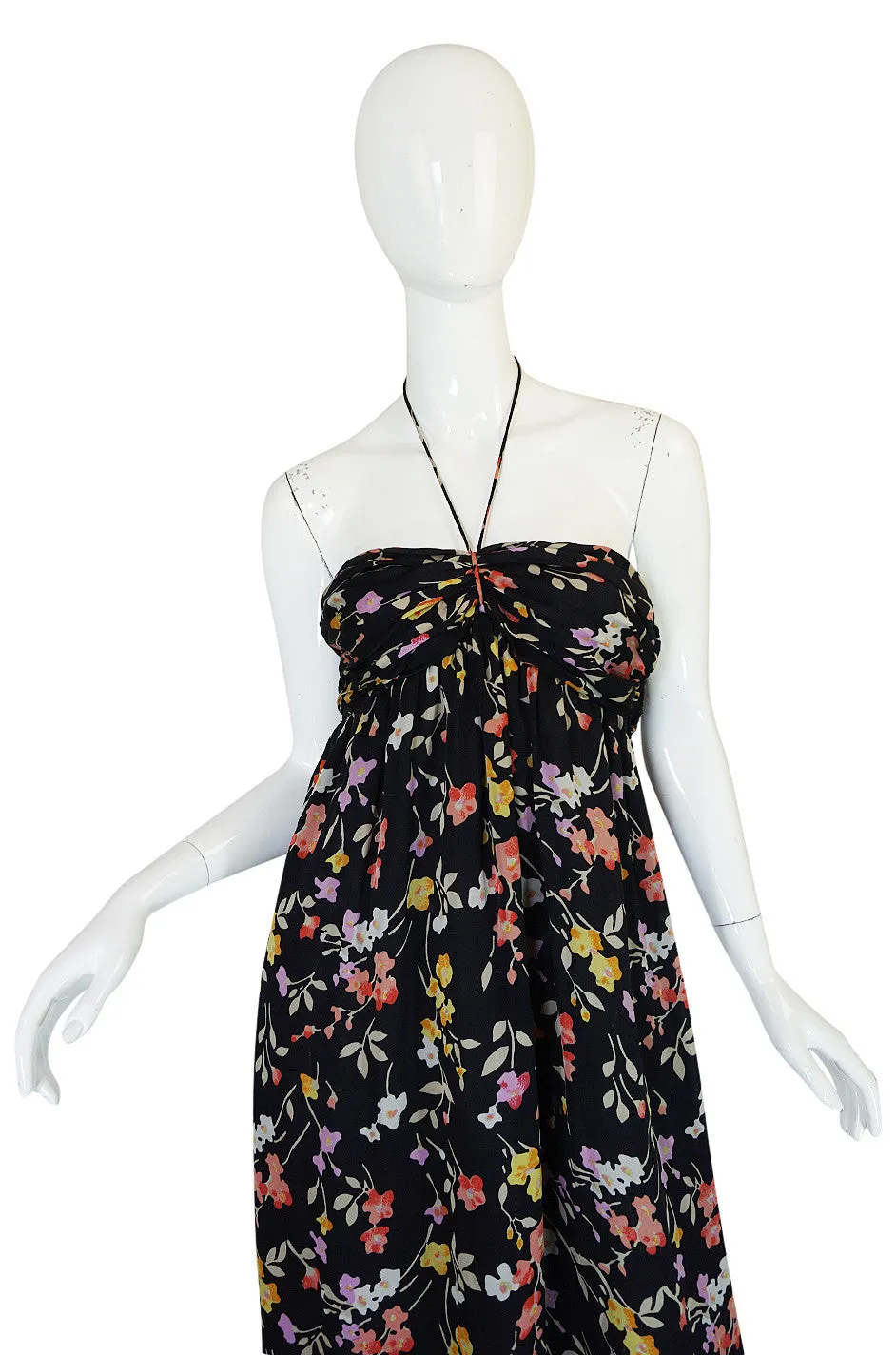 1960s Oscar de la Renta Silk Chiffon Halter Dress & Cape