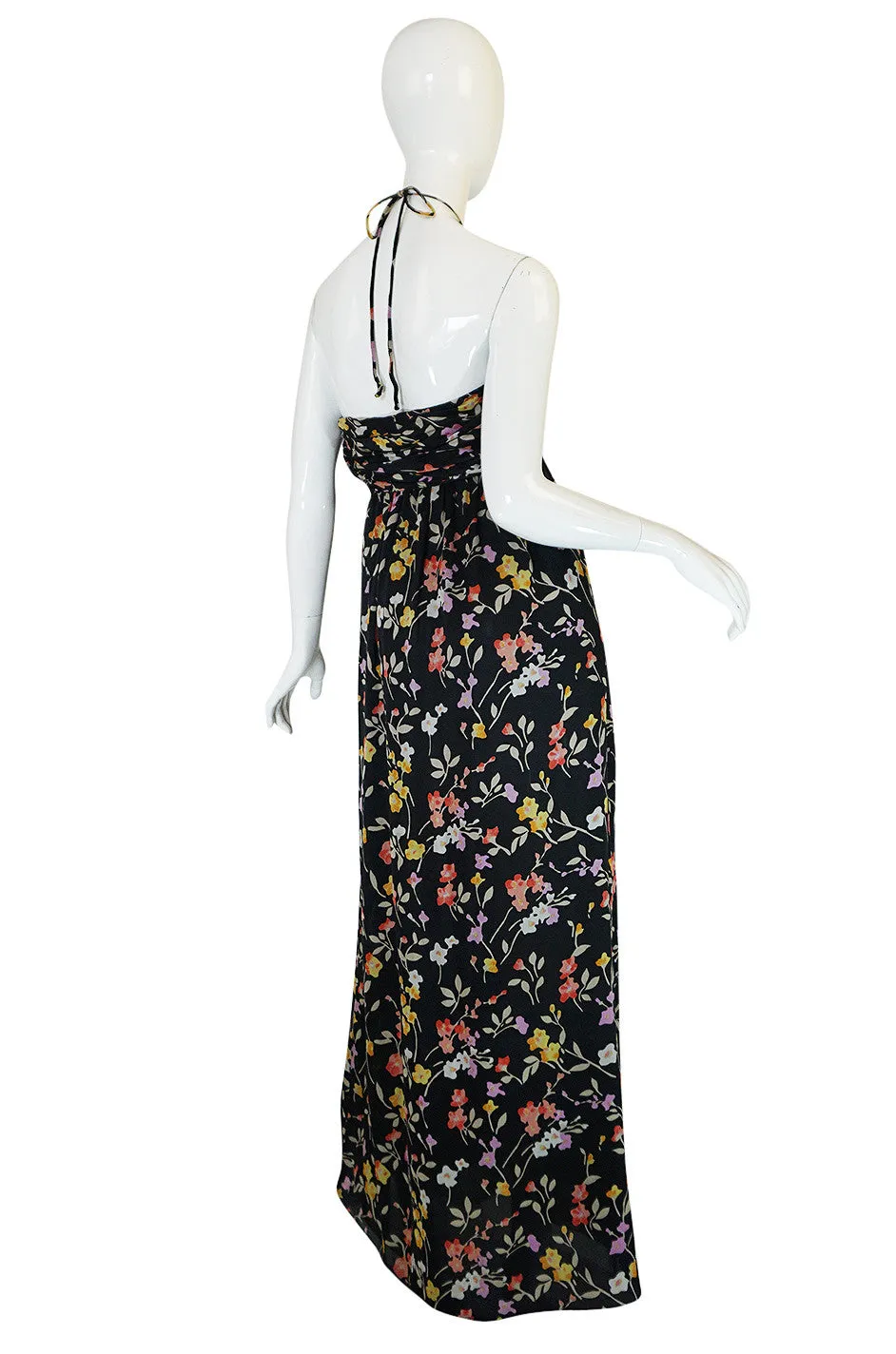 1960s Oscar de la Renta Silk Chiffon Halter Dress & Cape