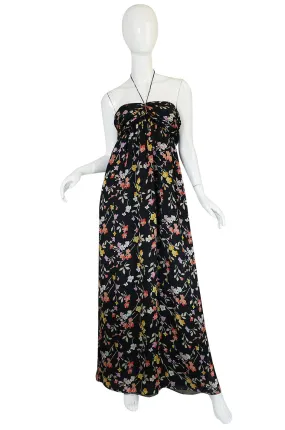 1960s Oscar de la Renta Silk Chiffon Halter Dress & Cape