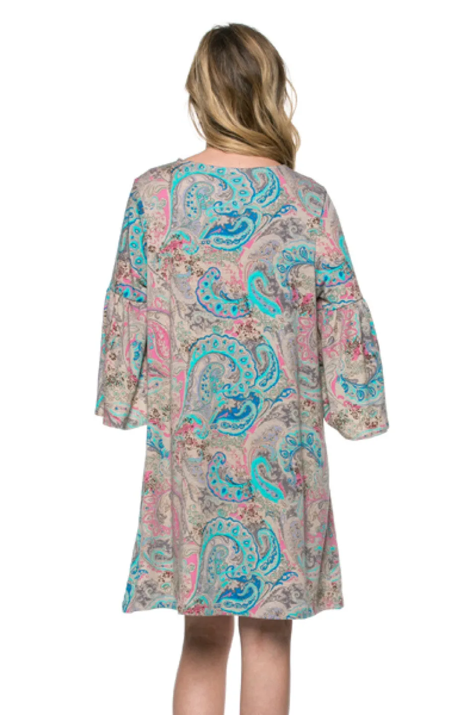 3/4 Bell Sleeve Oversize Tunic Dress