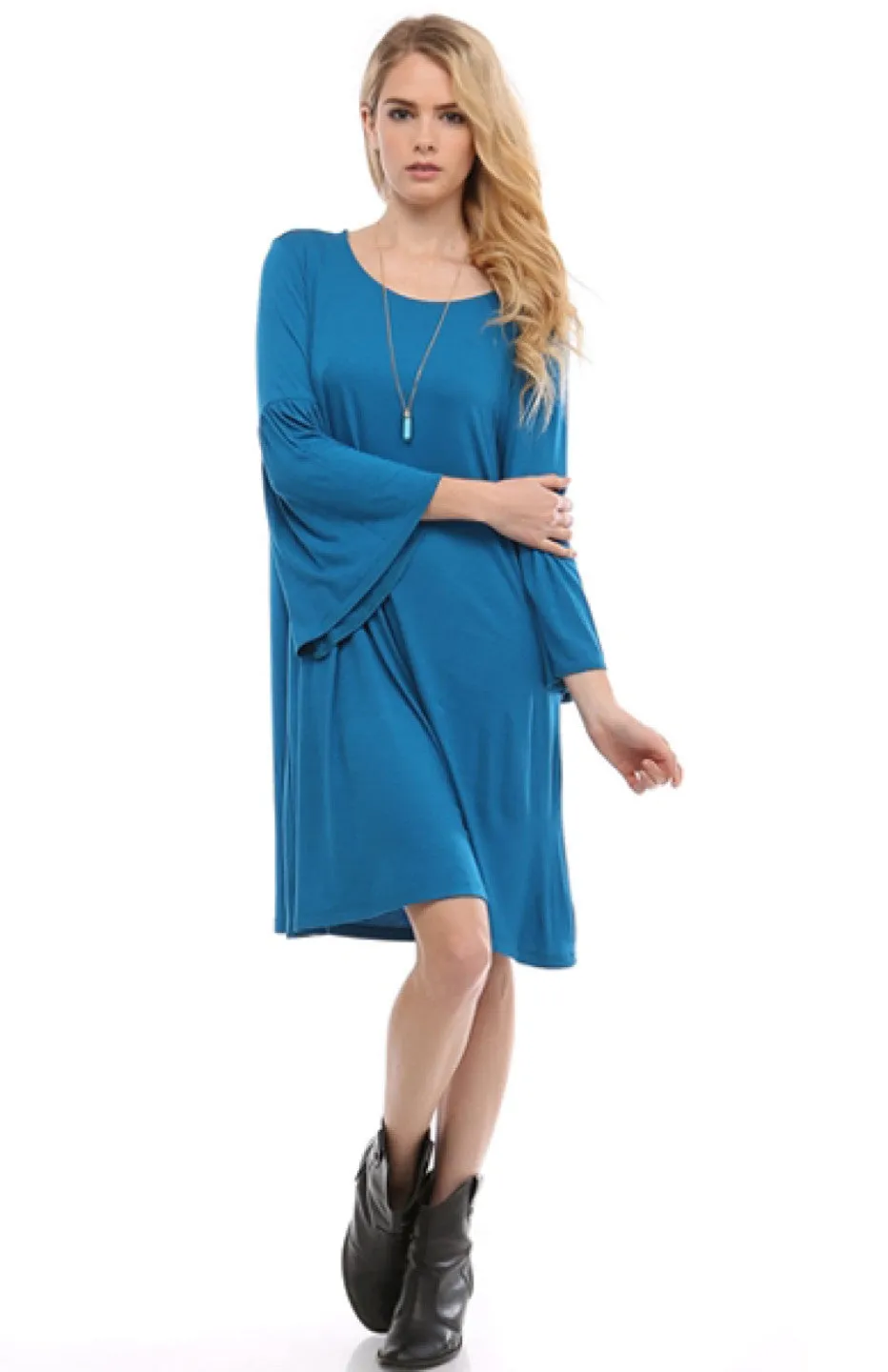 3/4 Bell Sleeve Oversize Tunic Dress