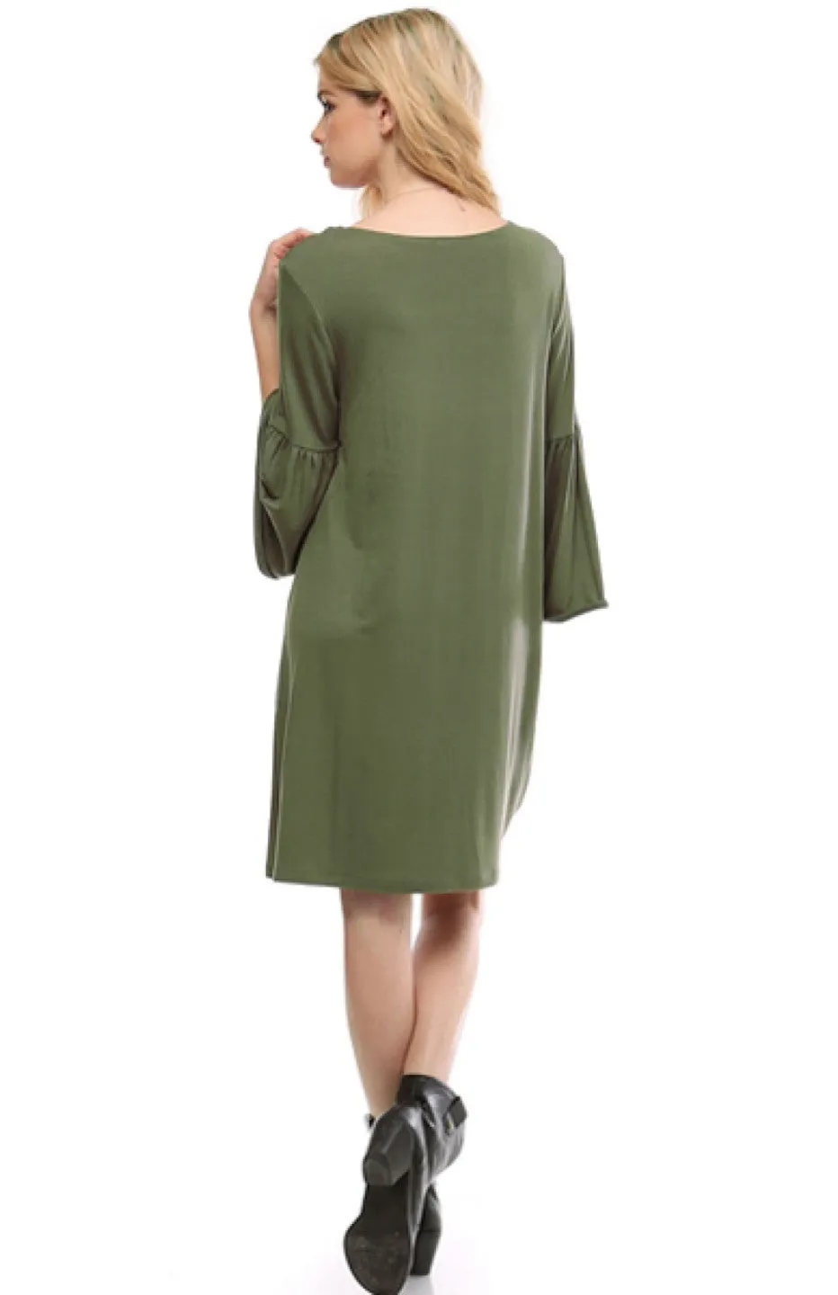 3/4 Bell Sleeve Oversize Tunic Dress