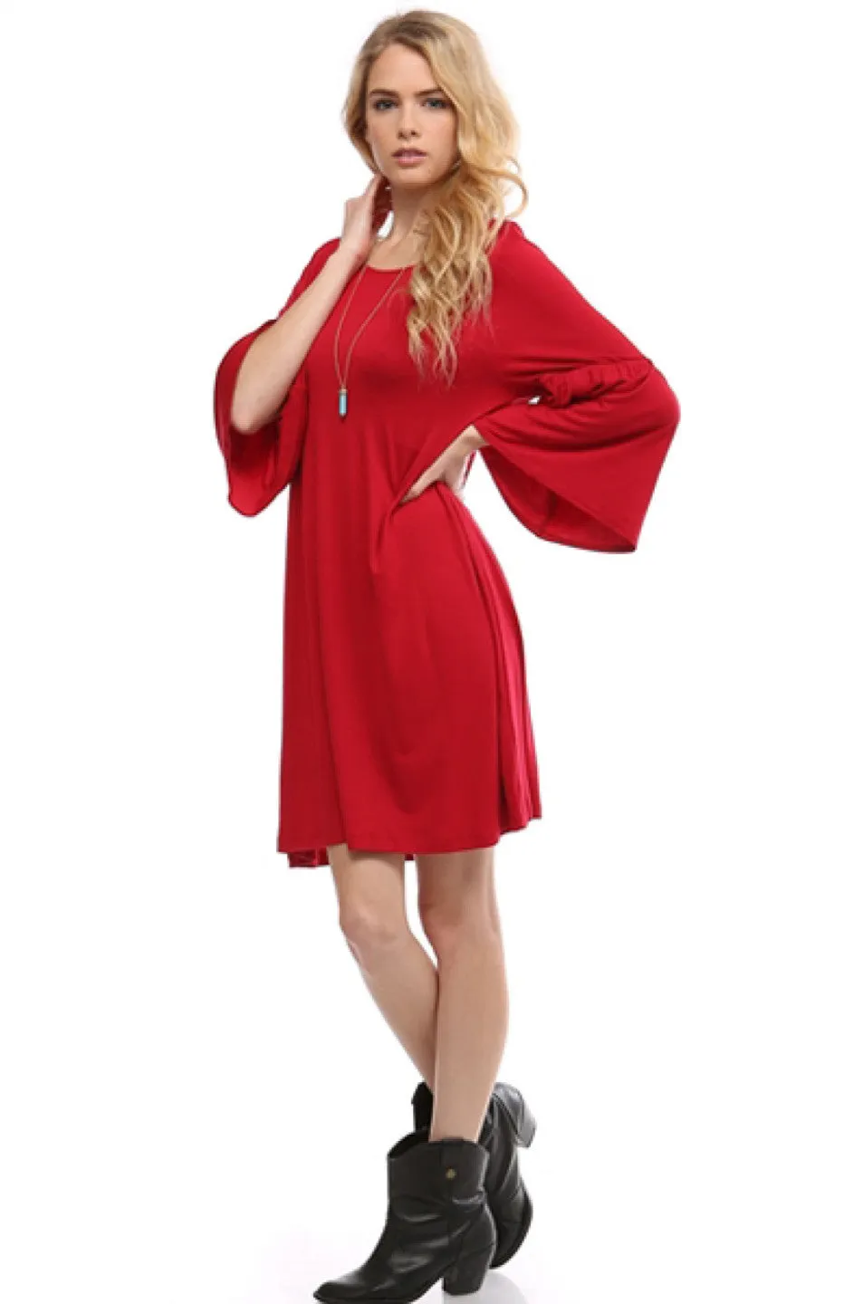 3/4 Bell Sleeve Oversize Tunic Dress