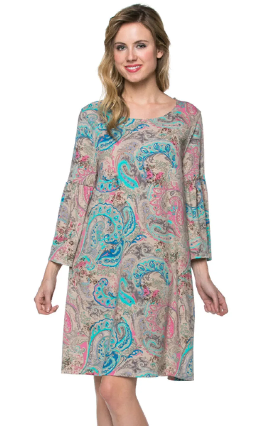 3/4 Bell Sleeve Oversize Tunic Dress