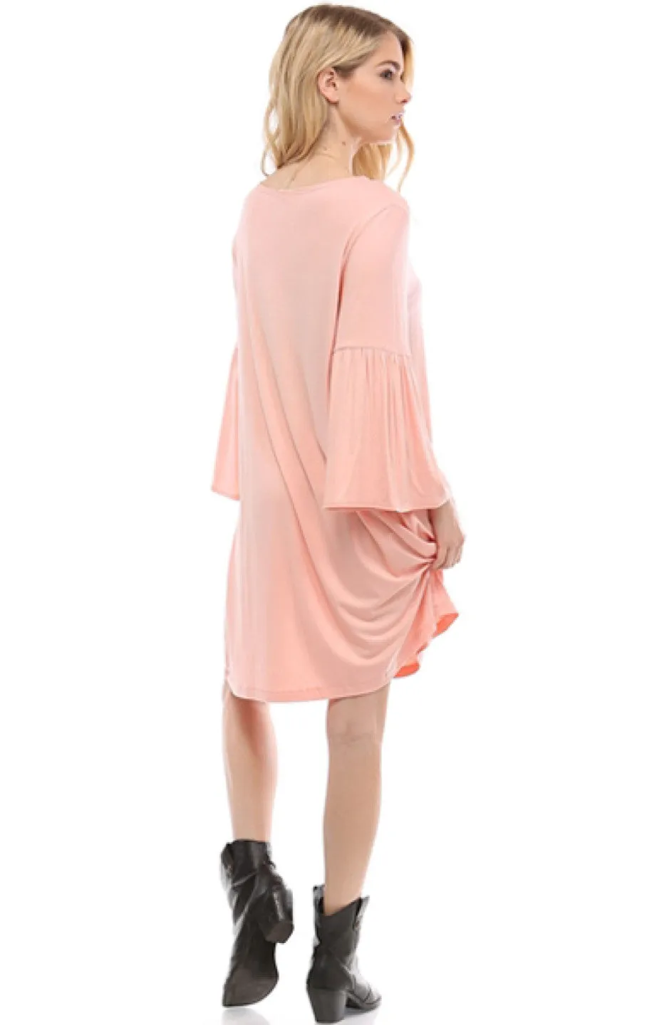 3/4 Bell Sleeve Oversize Tunic Dress