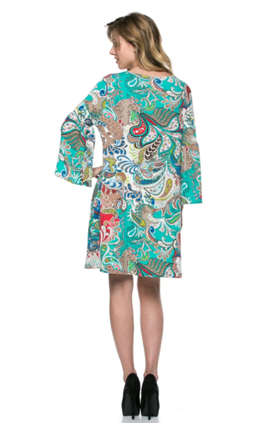 3/4 Bell Sleeve Oversize Tunic Dress