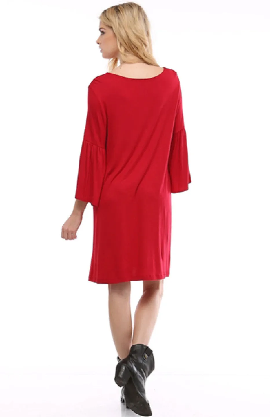 3/4 Bell Sleeve Oversize Tunic Dress