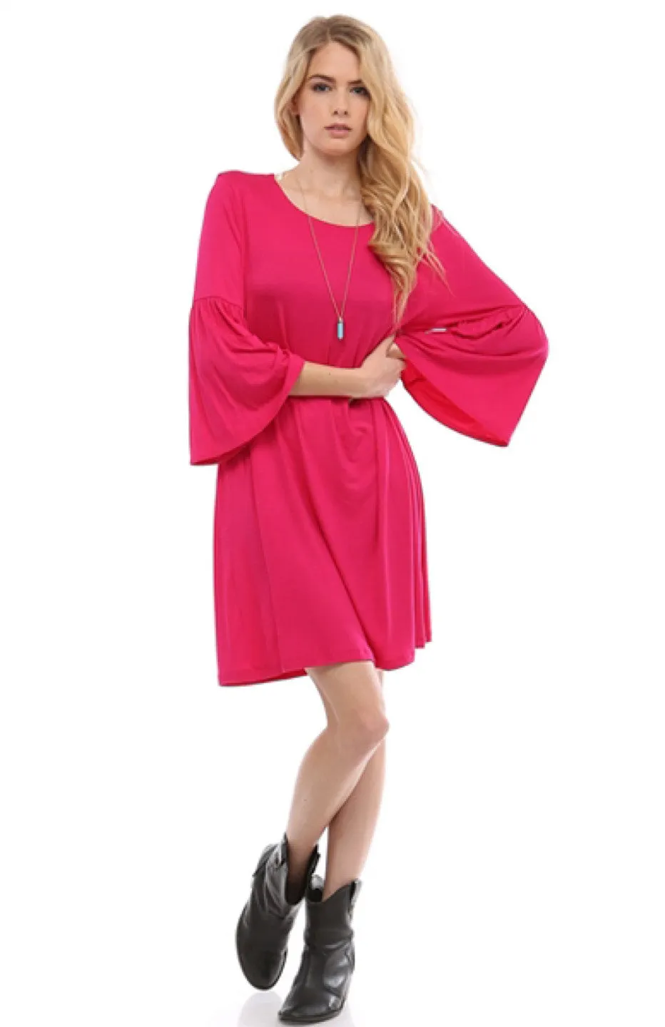 3/4 Bell Sleeve Oversize Tunic Dress