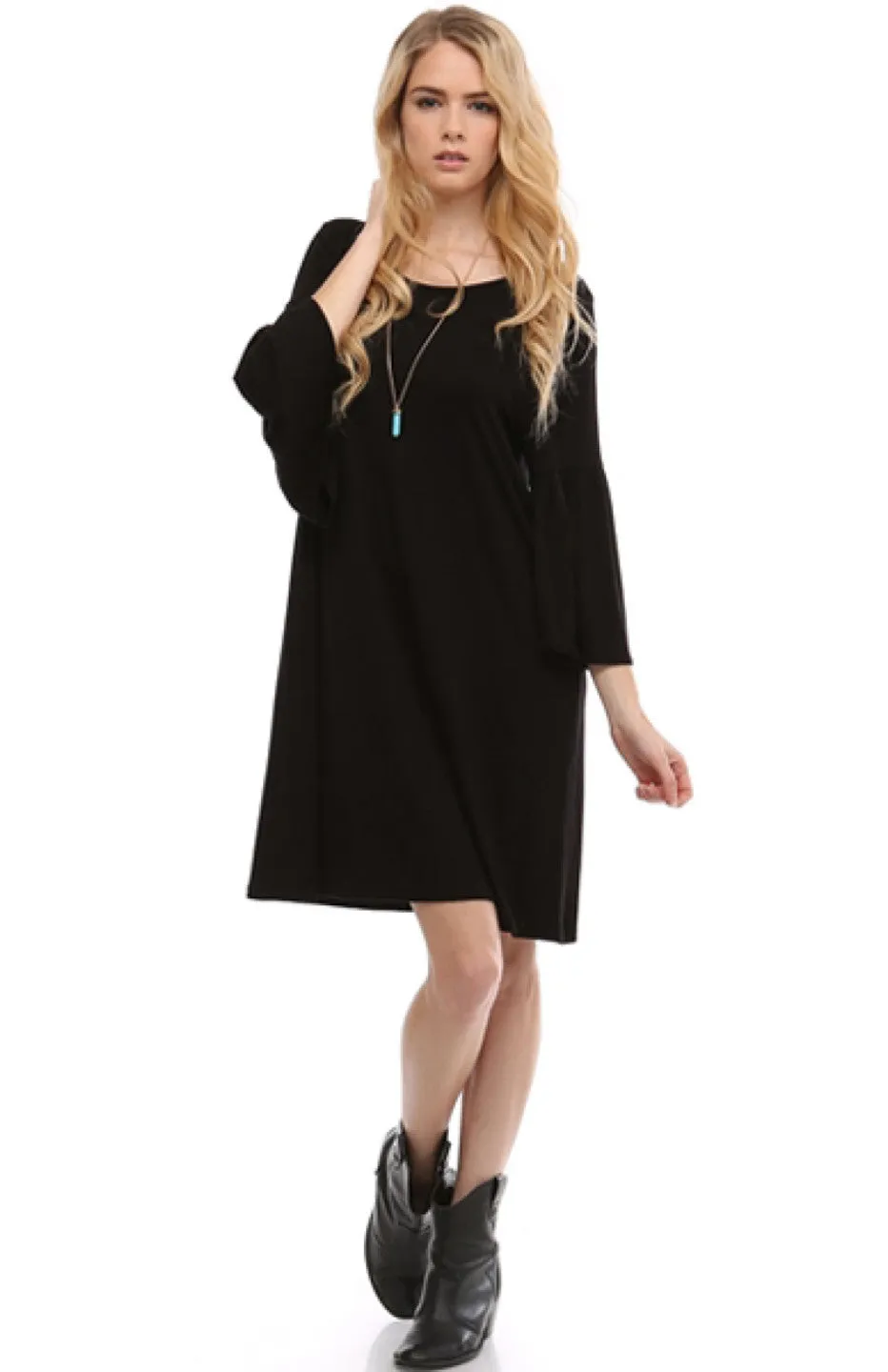 3/4 Bell Sleeve Oversize Tunic Dress