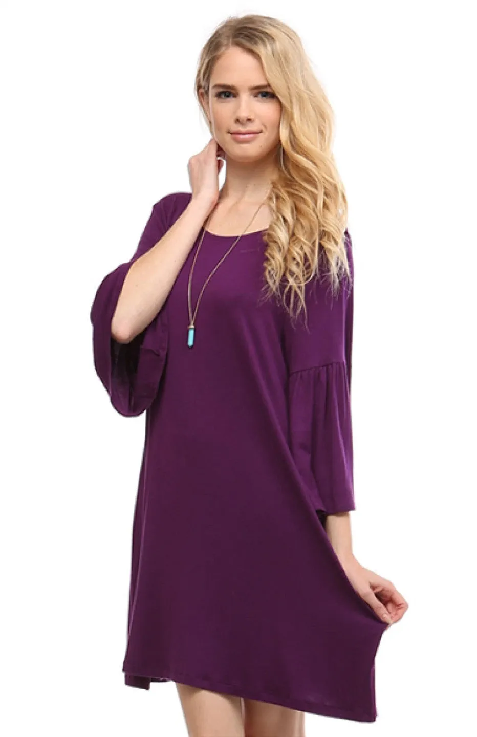 3/4 Bell Sleeve Oversize Tunic Dress