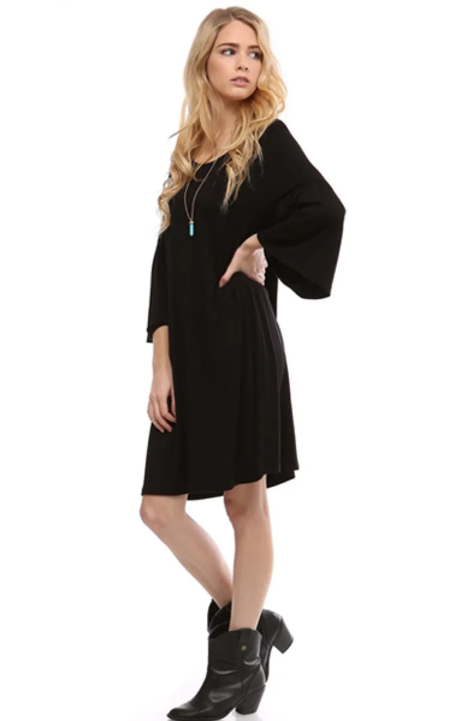 3/4 Bell Sleeve Oversize Tunic Dress