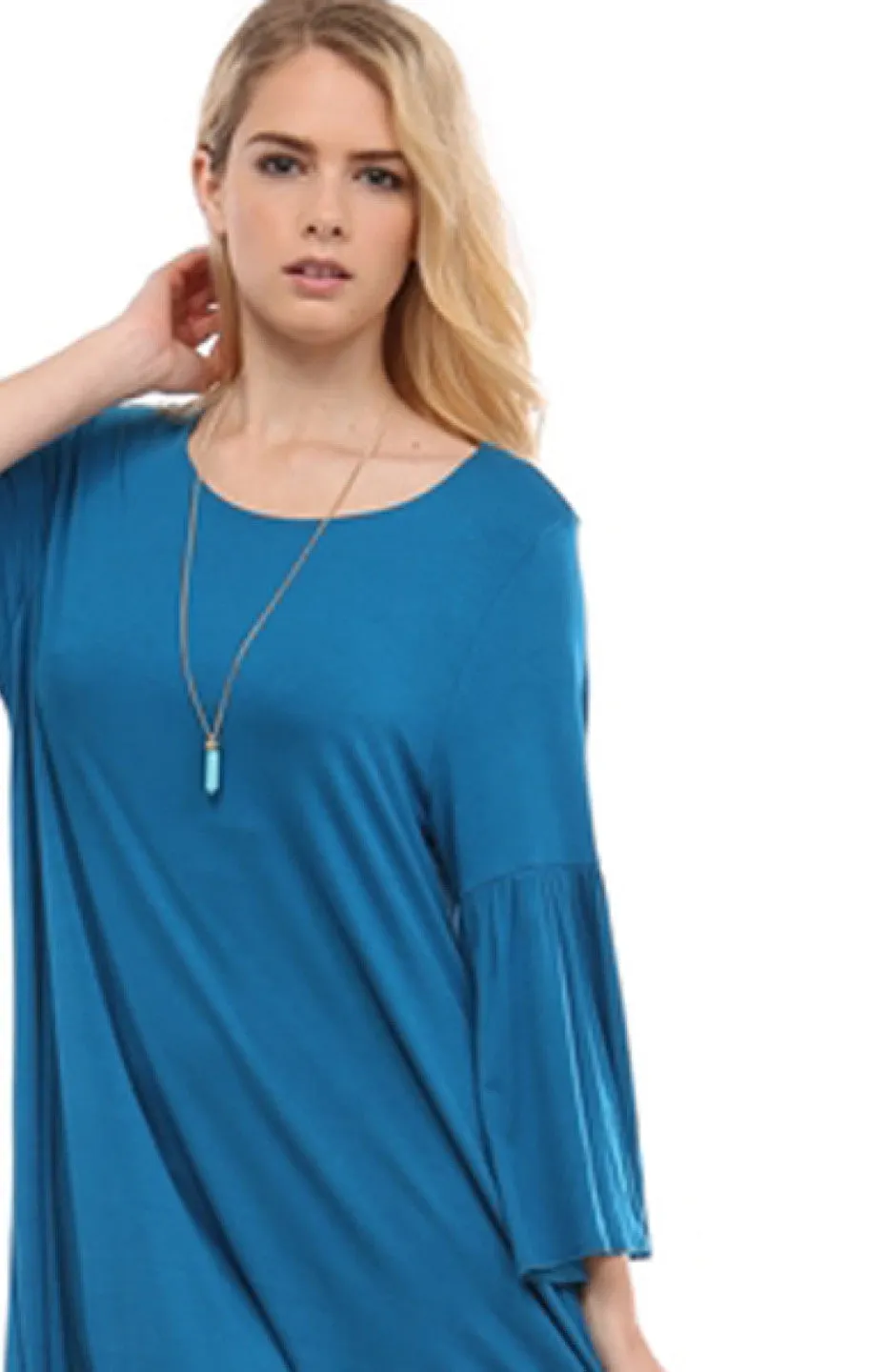 3/4 Bell Sleeve Oversize Tunic Dress