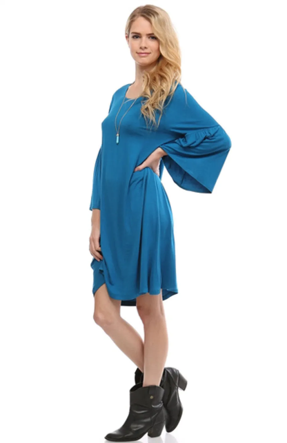 3/4 Bell Sleeve Oversize Tunic Dress