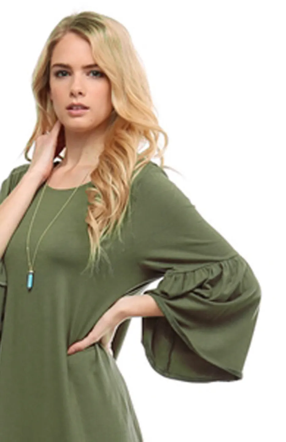 3/4 Bell Sleeve Oversize Tunic Dress