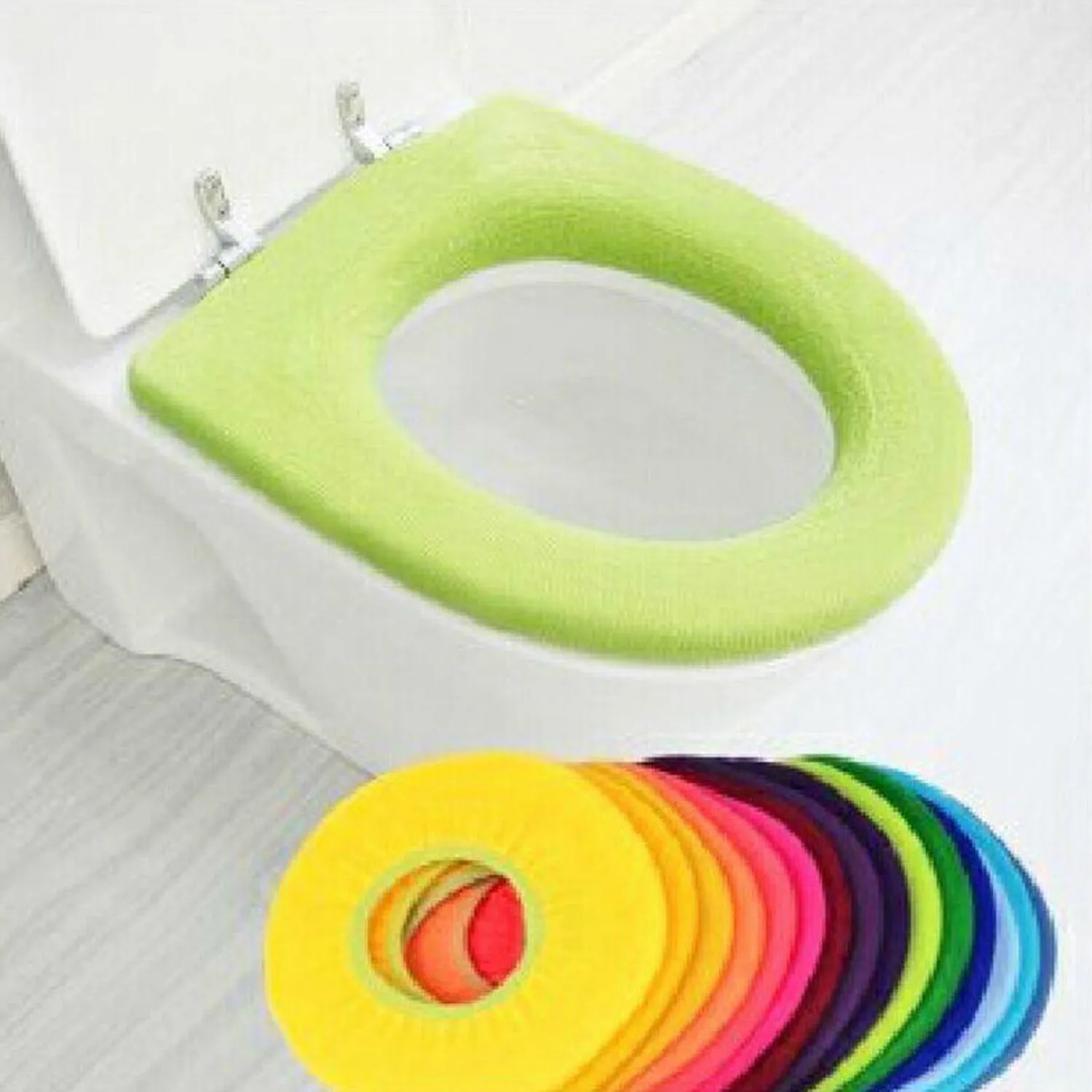 4768 Bathroom Soft Thicker Warmer Stretchable Washable Cloth Toilet Seat Cover Pads (1pc)