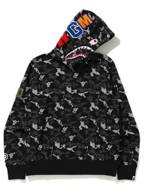 A Bathing Ape Digital Camo Shark Wide Hoodie Black [FW20]