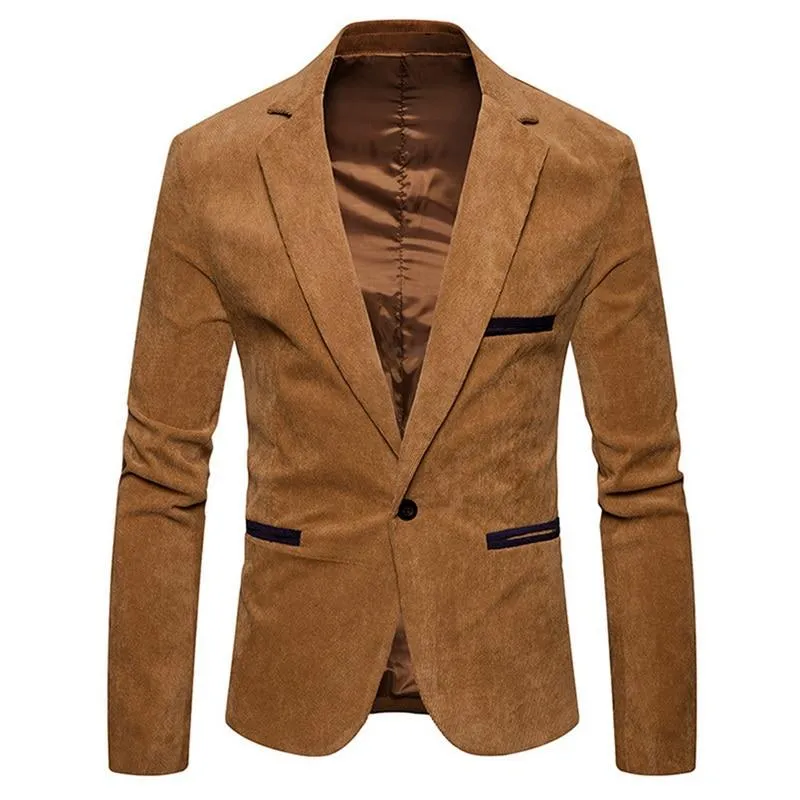 AIOPESON 2020 New Brand Men's Suit Jackets Solid Slim Fit Single Button Dress Suits Men Fashion Casual Corduroy Blazer Men