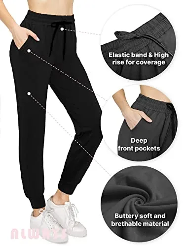 ALWAYS Women's Space Dye Jogger Pants - Skinny Fit Premium Soft Lightweight Stretch Pockets Sweatpants Space Dye Olive S