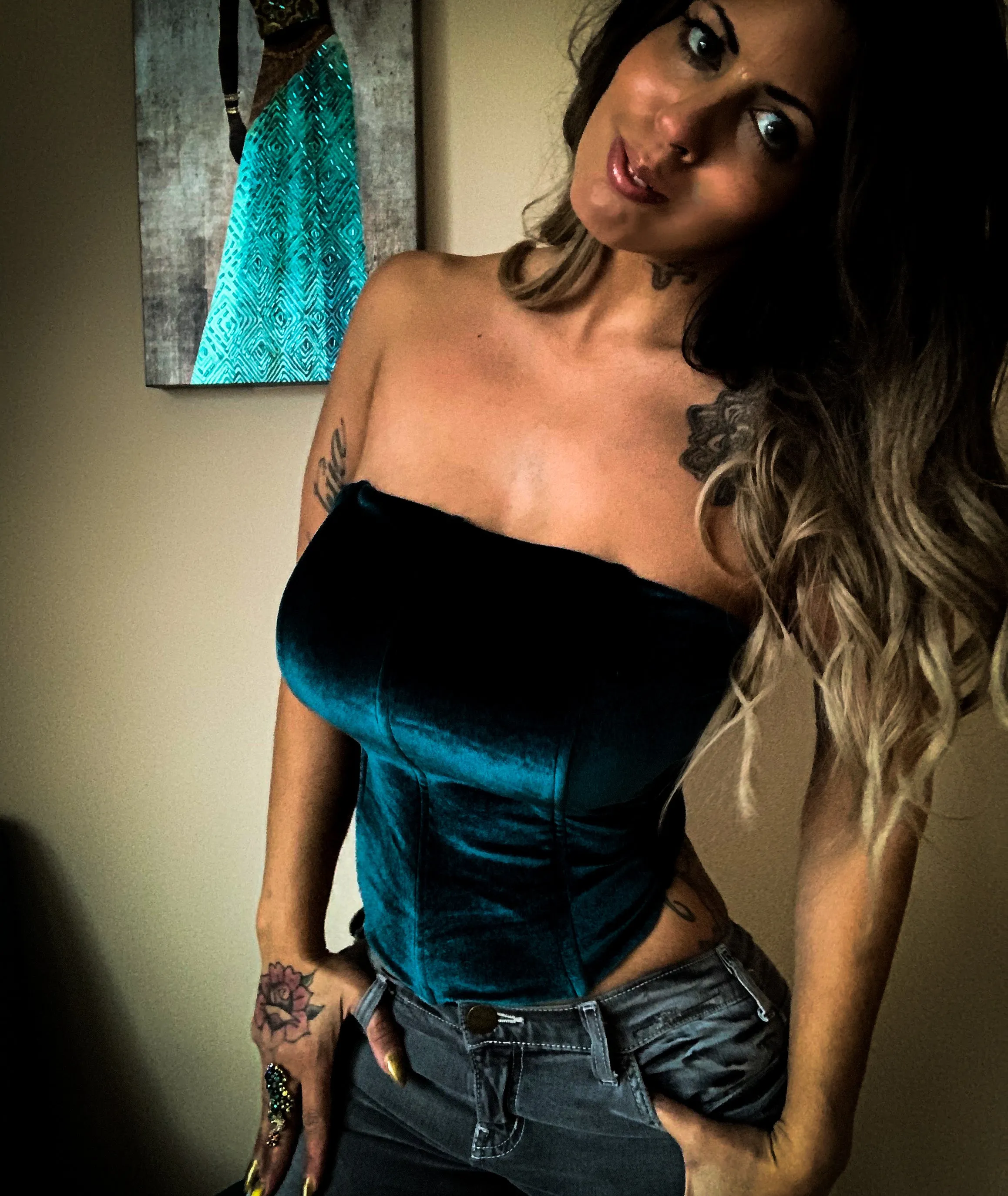 Amara Corset Top in Teal Velvet