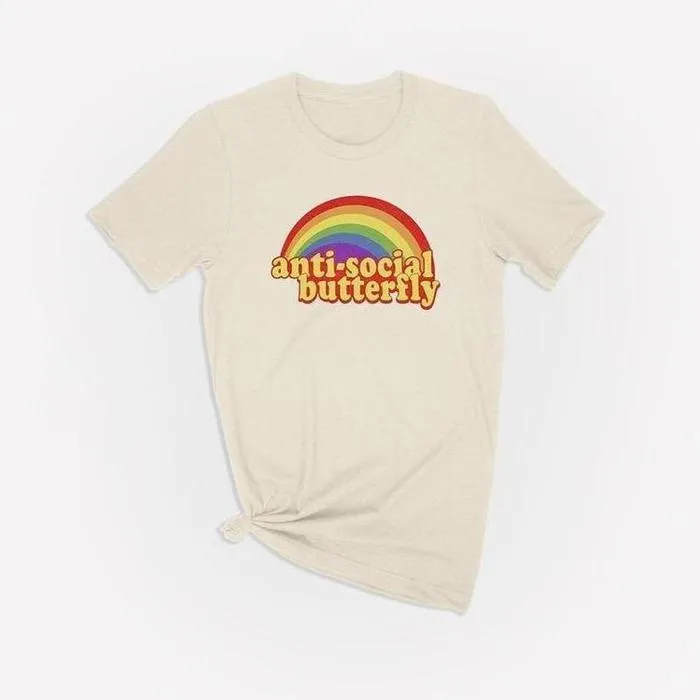 AntiSocial Retro Rainbow Grunge Tee