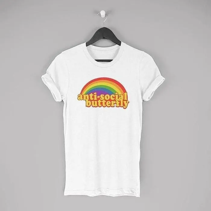 AntiSocial Retro Rainbow Grunge Tee