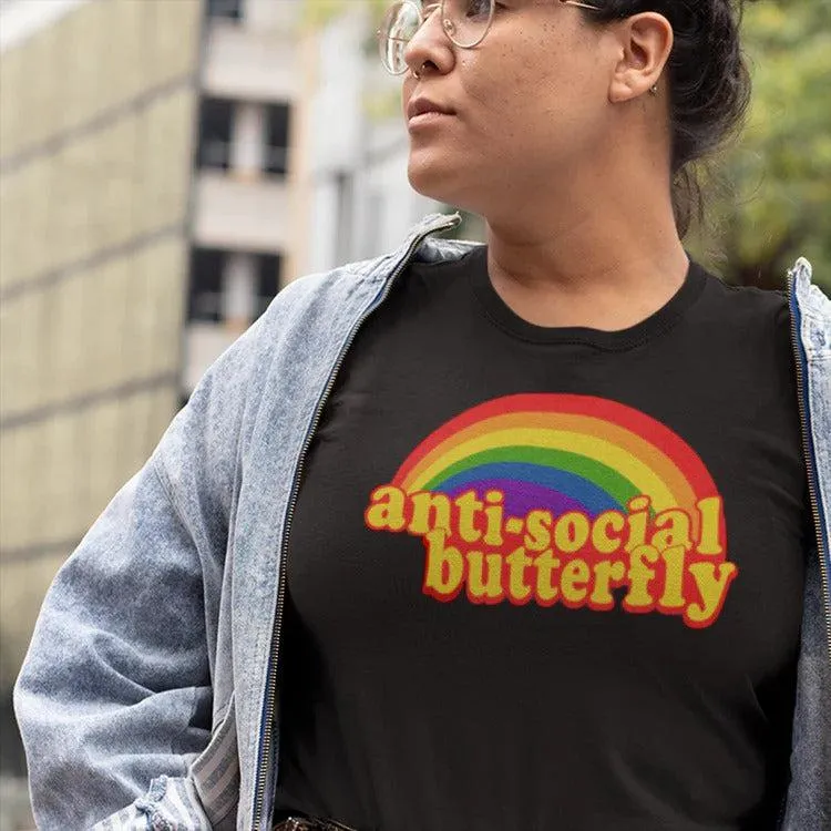 AntiSocial Retro Rainbow Grunge Tee