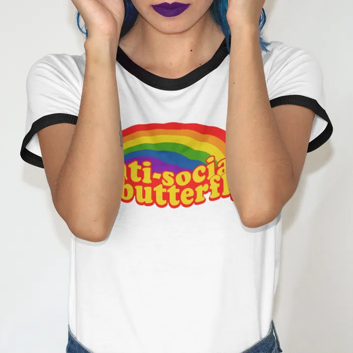 AntiSocial Retro Rainbow Grunge Tee