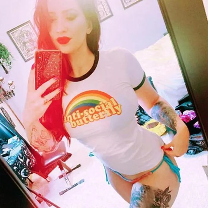 AntiSocial Retro Rainbow Grunge Tee