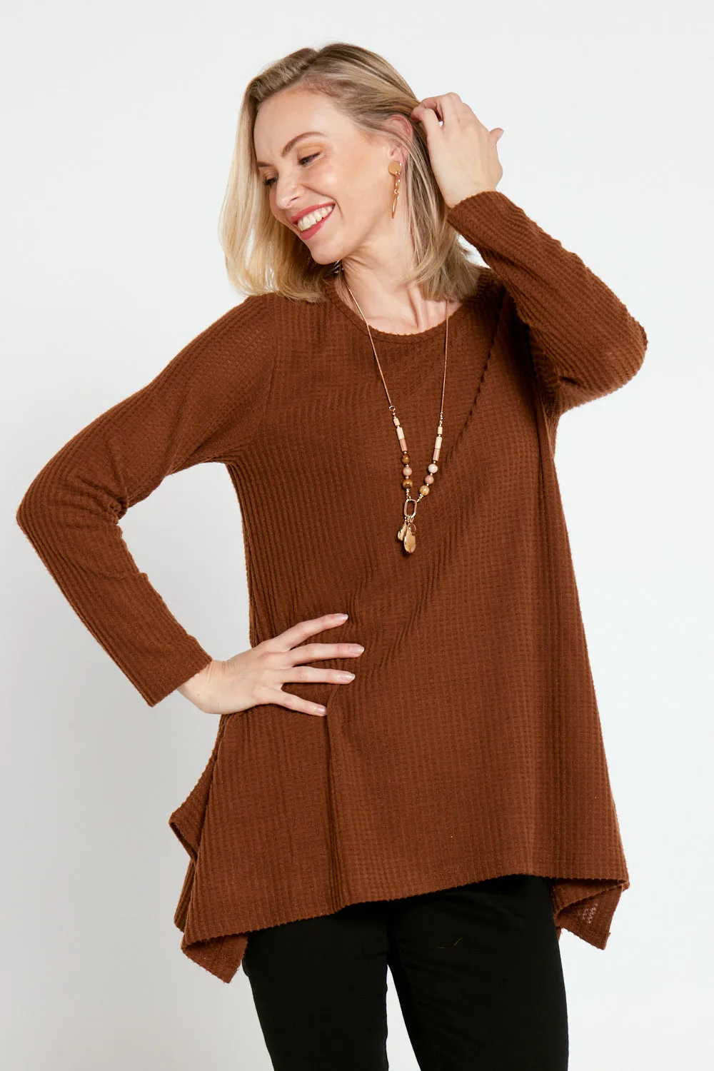 Aspen Swing Waffle Tunic - Coffee