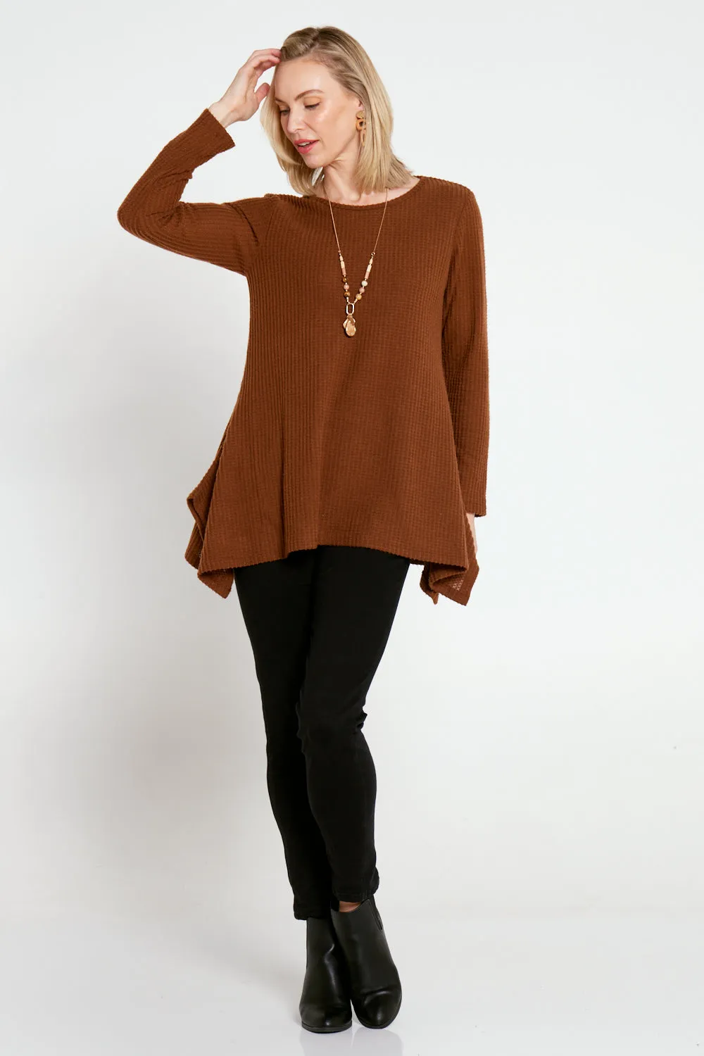 Aspen Swing Waffle Tunic - Coffee