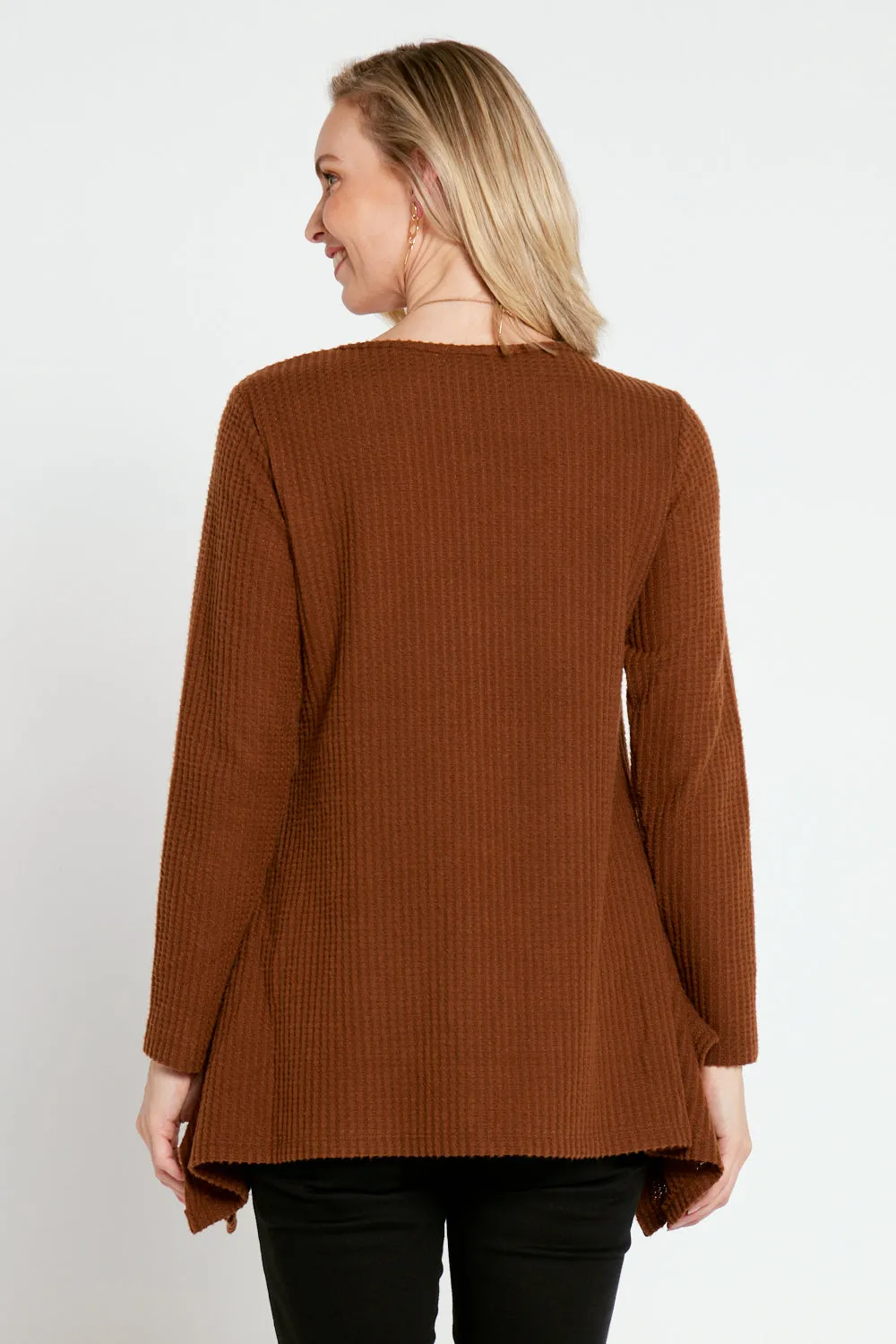 Aspen Swing Waffle Tunic - Coffee