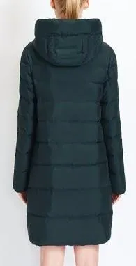 Asymmetric Zip Puffer Down Coat in Dark Green