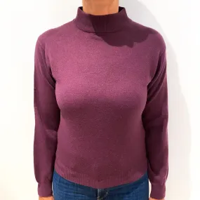 Aubergine Purple Cashmere Turtle Neck Jumper Medium