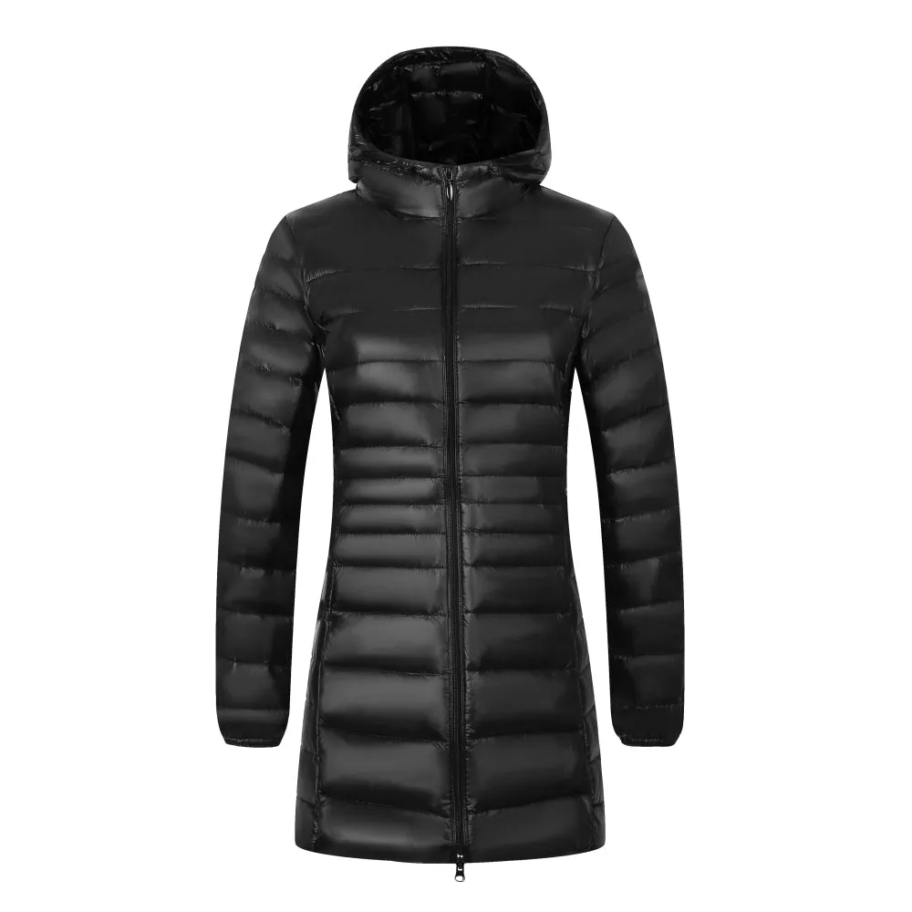 Avery - Women's Long Warm Down Coat with Portable Storage Bag