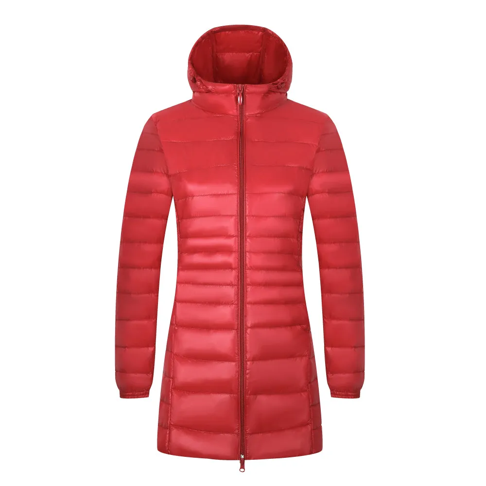 Avery - Women's Long Warm Down Coat with Portable Storage Bag