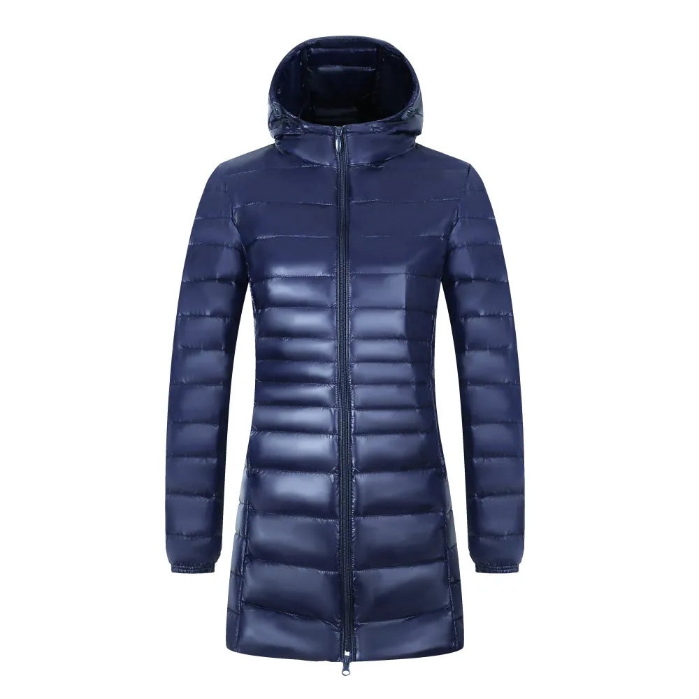 Avery - Women's Long Warm Down Coat with Portable Storage Bag