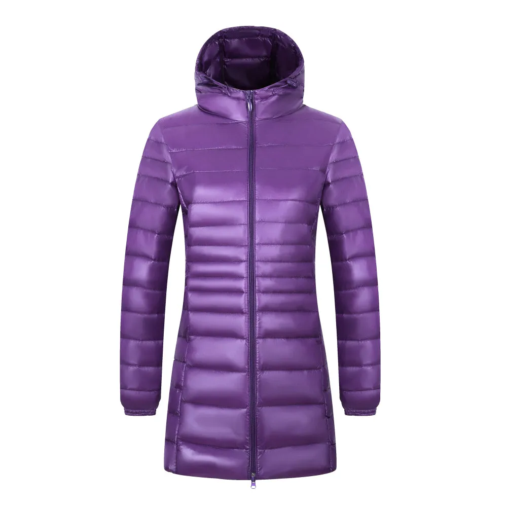 Avery - Women's Long Warm Down Coat with Portable Storage Bag