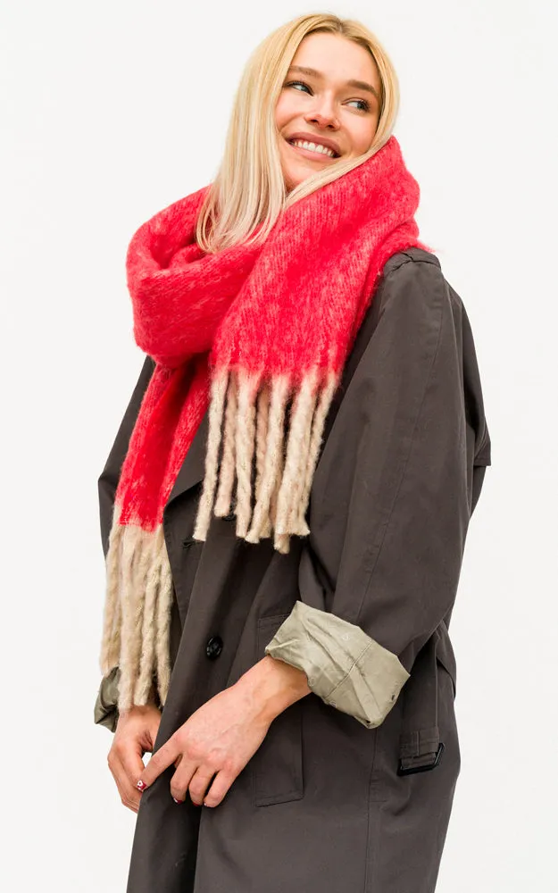 BASC6013 Grunge Oblong Scarf w/Fringes