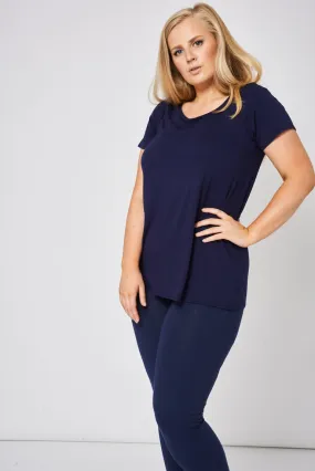 Bateau Neck Top In Navy Ex-Branded