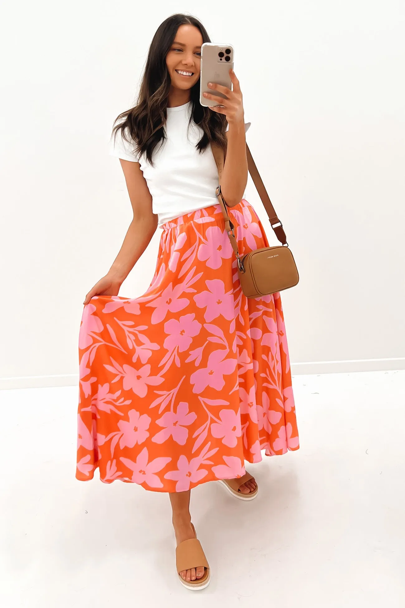 Beau Maxi Skirt Orange Pink