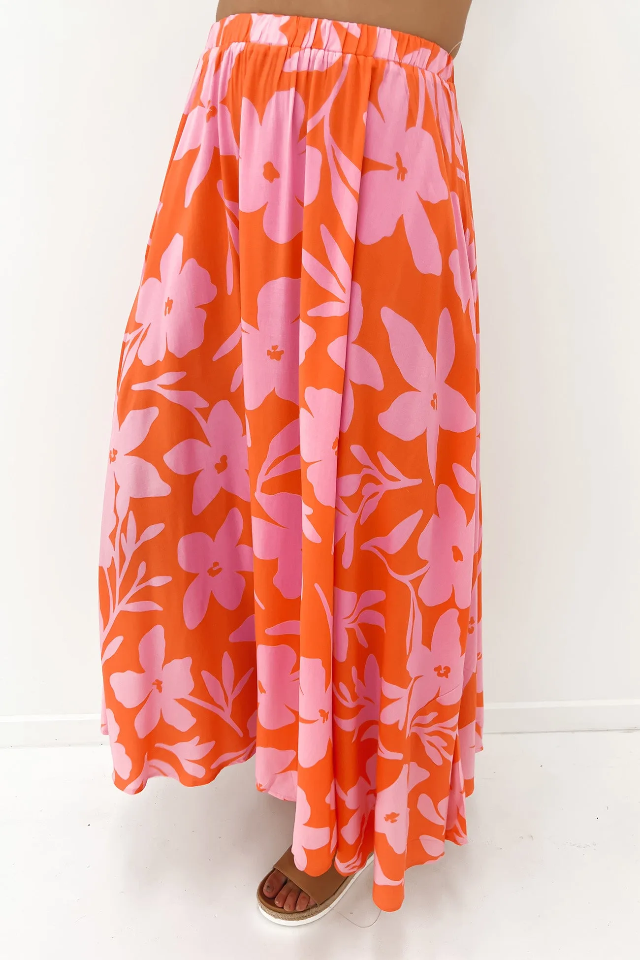 Beau Maxi Skirt Orange Pink