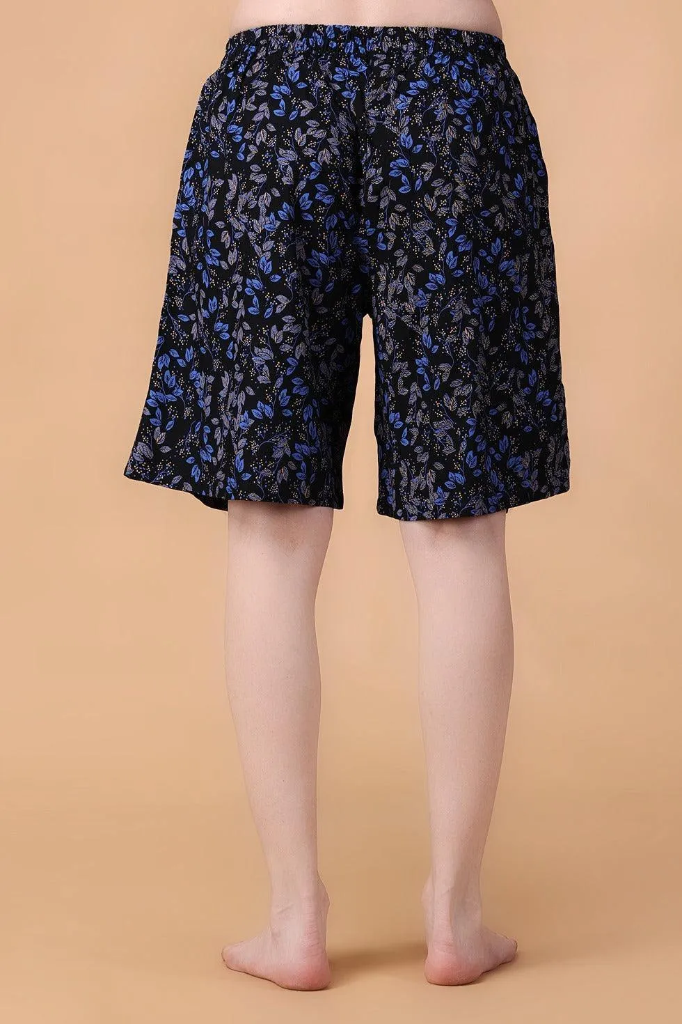 Black & Blue Small Floral Printed Shorts