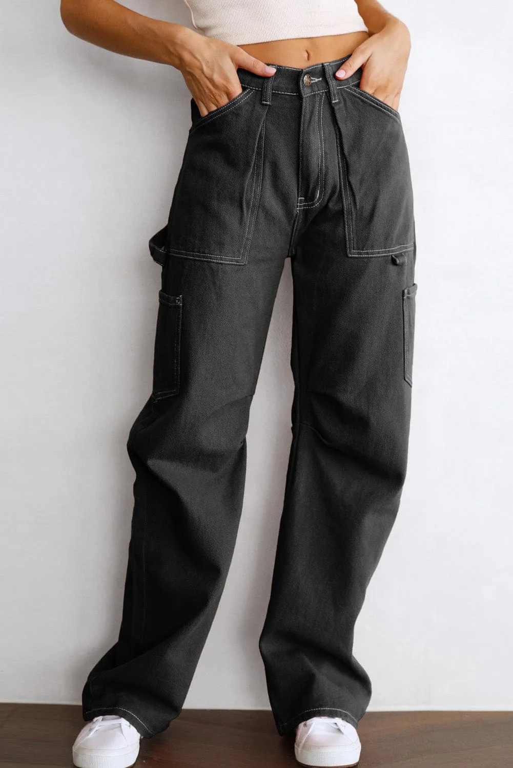 Black Cargo Pants with Multiple Pockets