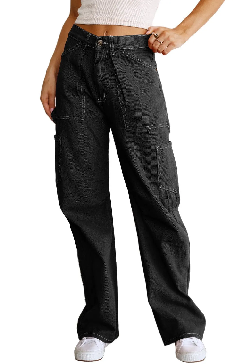 Black Cargo Pants with Multiple Pockets