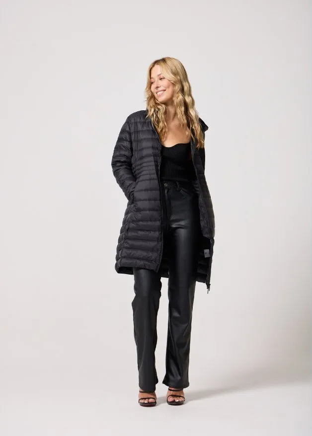 Black Duck Down Midi Puffer Coat