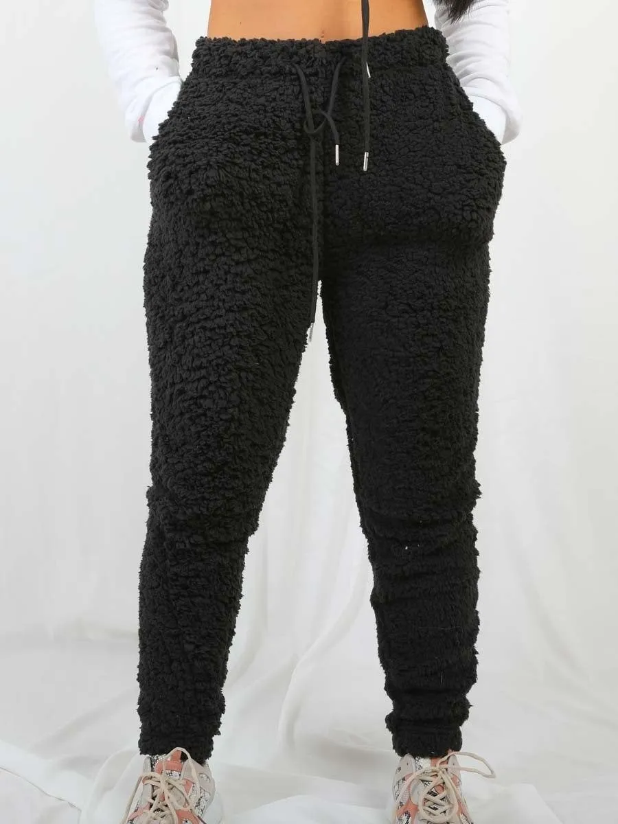 Black Teddy Borg Joggers