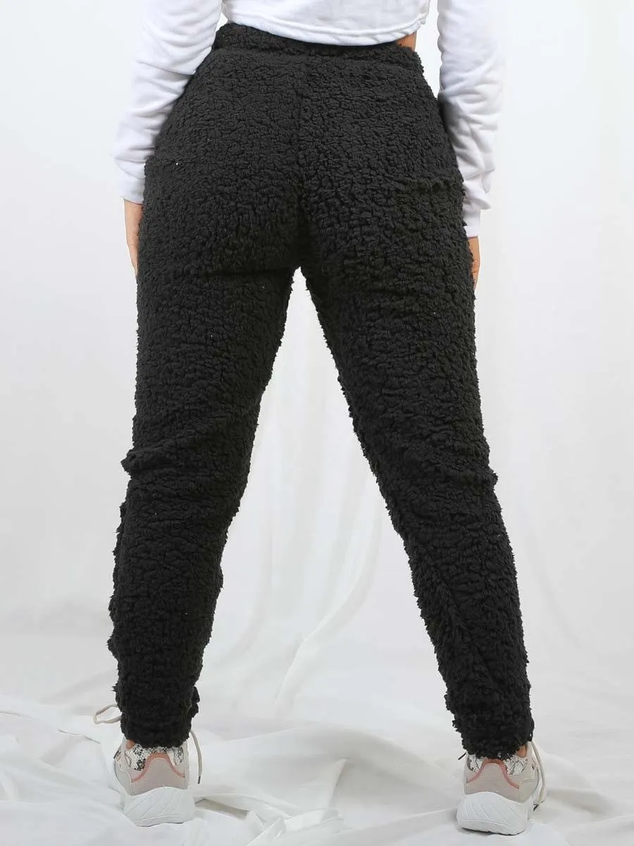 Black Teddy Borg Joggers