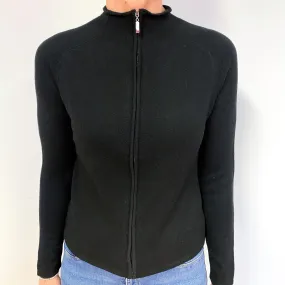 Black Zip Up Cashmere Cardigan Medium