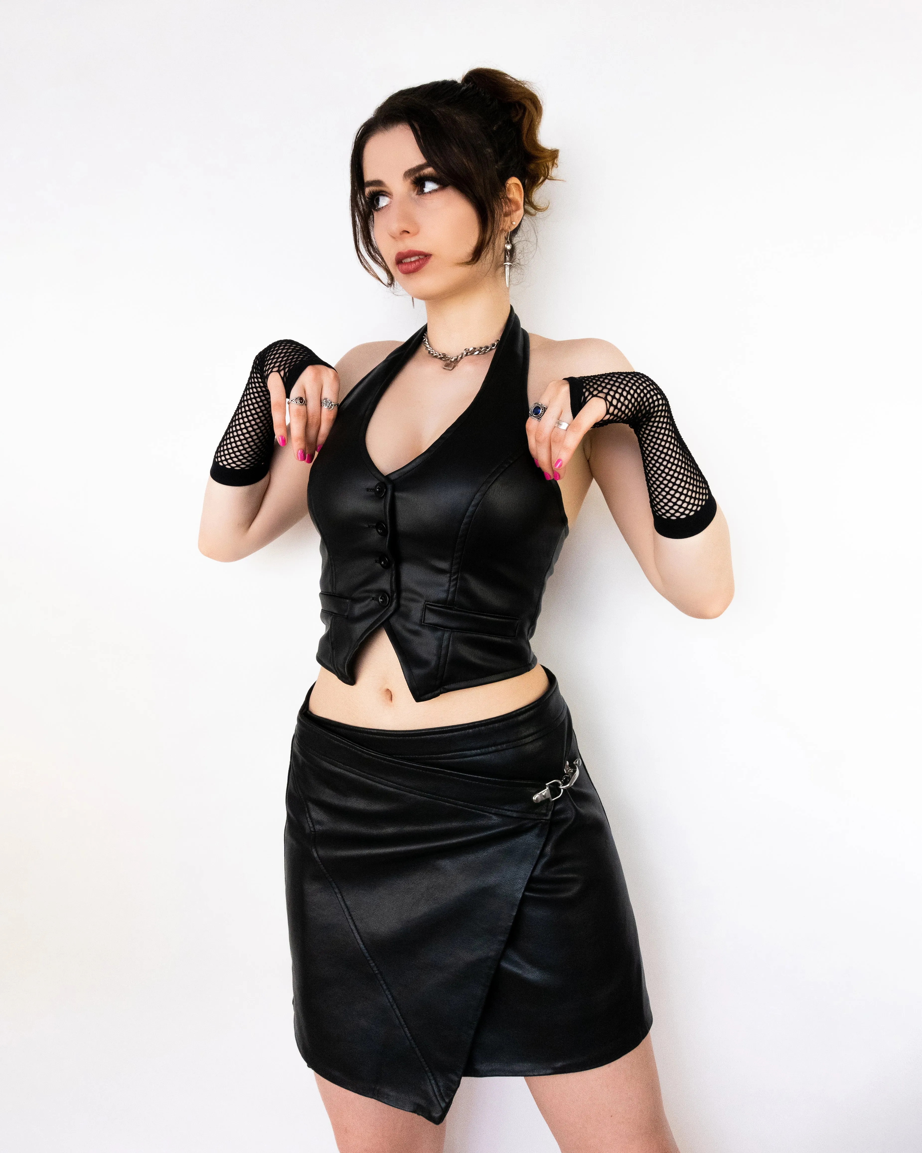 BLANKNYC Vegan Leather Mini Skirt Black